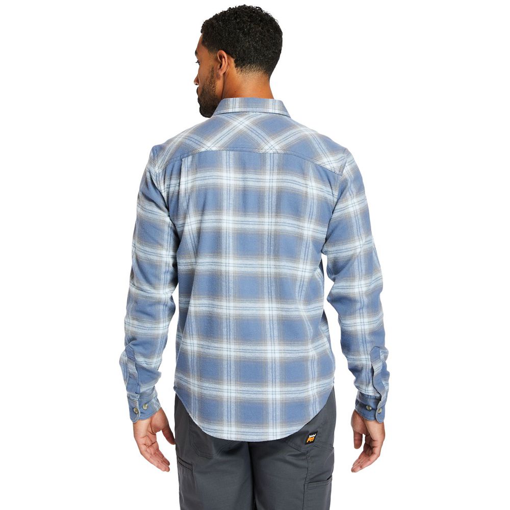 Timberland Mens Shirts PRO® Woodfort Flex Flannel Work - Blue/White - India TP4865017